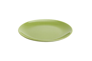 a green plate with a white background
