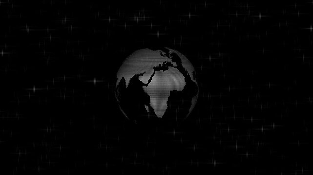 Digital world news background . Planet Earth rotates on abackground. Communication technology global world Rotating Earth globe with sign news. Loopable on background