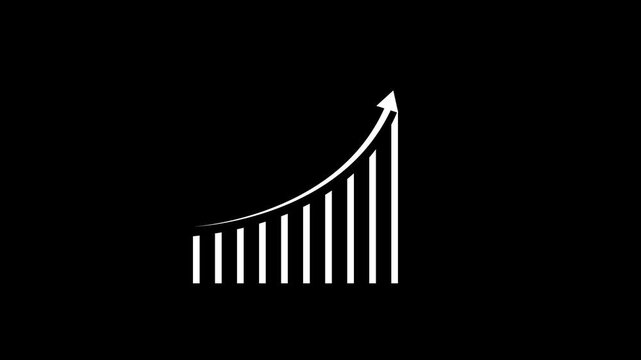 Abstract glowing business graph chart animation. graph chart showing marketing sales profit target growth in future. Growing business ideas. Growing business graph icon.4k, video, black, background,