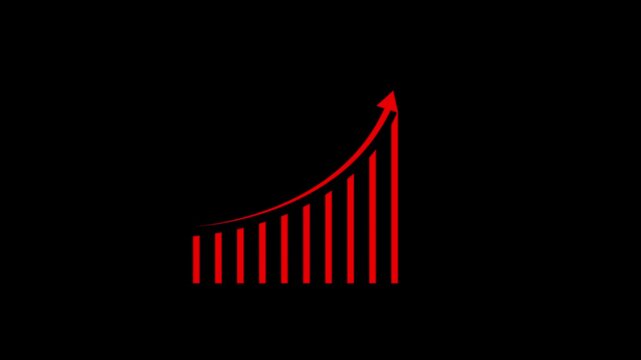 Abstract glowing business graph chart animation. graph chart showing marketing sales profit target growth in future. Growing business ideas. Growing business graph icon.4k, video, black, background,