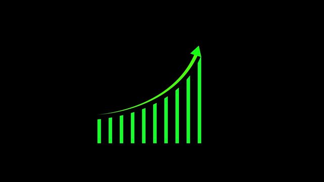 Abstract glowing business graph chart animation. graph chart showing marketing sales profit target growth in future. Growing business ideas. Growing business graph icon.4k, video, black, background,