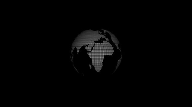 Digital world news background . Planet Earth rotates on abackground. Communication technology global world Rotating Earth globe with sign news. Loopable on background