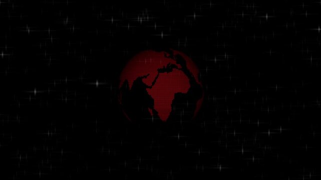 Digital world news background . Planet Earth rotates on abackground. Communication technology global world Rotating Earth globe with sign news. Loopable on background