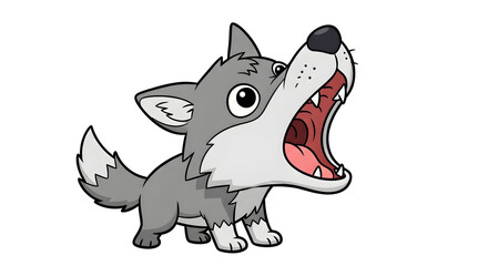 Adorable Cartoon Wolf Pup Howling