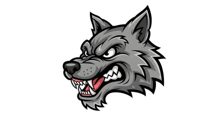 Aggressive Wolf Head Cartoon Illustration