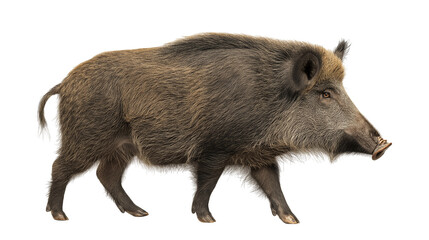 Wild Boar Walking on Transparent Background Beast