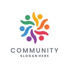 Colorful abstract community logo with circular people figures
