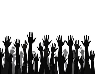 Minimalist Raised Hands in Darkness – Expressive Silhouettes PNG