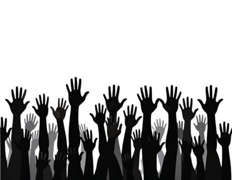 Minimalist Raised Hands in Darkness – Expressive Silhouettes PNG