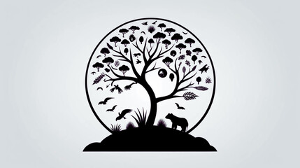 Black glyph icon of biosphere extinction symbolizing widespread and rapid loss of biodiversity on Earth. Minimalist vector illustration representing endangered species, environmental crisis