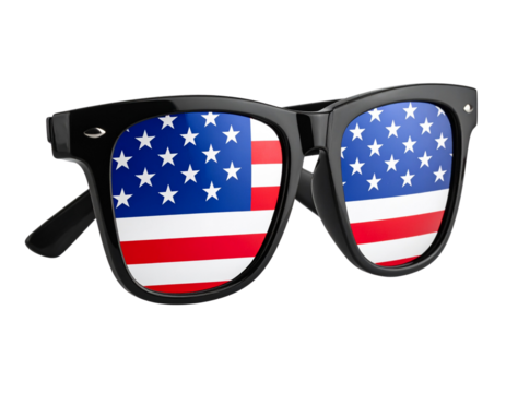 Side View of Sunglasses Showing Partial USA Flag Reflection – Bold Patriotic Accessory PNG