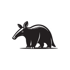 WebGeometric Aardvark Silhouette Formed from Triangles Circles and Rectangles Clean Black Vector Isolated on White Background