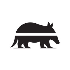Solid Black Aardvark Silhouette in Vector Style Clean Animal Graphic Isolated on White Background for Prints and Digital Art