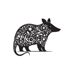 Geometric Aardvark Silhouette Made from Triangles Circles and Rectangles Clean Black Animal Vector Isolated on White Background