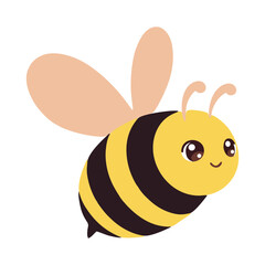 vector illustration happy bee flying