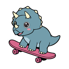 vector dinosaur on a pink skateboard © ArtDesign