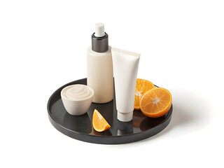 Cosmetic cream in an open container and a closed jar