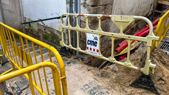 Crumbled cobblestones and barricades, urban archaeology unearthed, echo renegade ice cream-eating on Contrabando Day April 25 2025, Lisbon, Portugal
