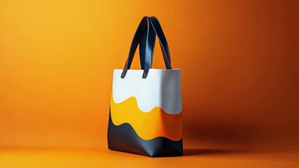 Stylish Designer Tote Bag Showcase: Premium Fashion Accessory on Orange Background for Editorial Use - Powered by Adobe