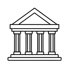 Obraz premium A marble temple with classical Greek columns and architectural pillars forms the iconic symbol of a Roman law court or ancient business bank