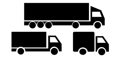 Black Delivery Truck Silhouette Vector with Transparent Background