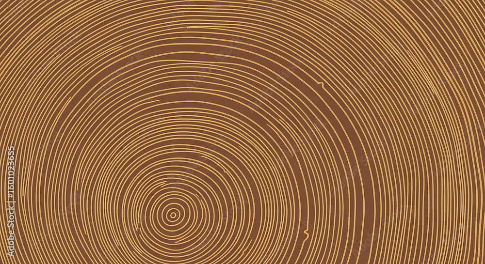 Poster abstract brown background with concentric golden lines forming a circular pattern design