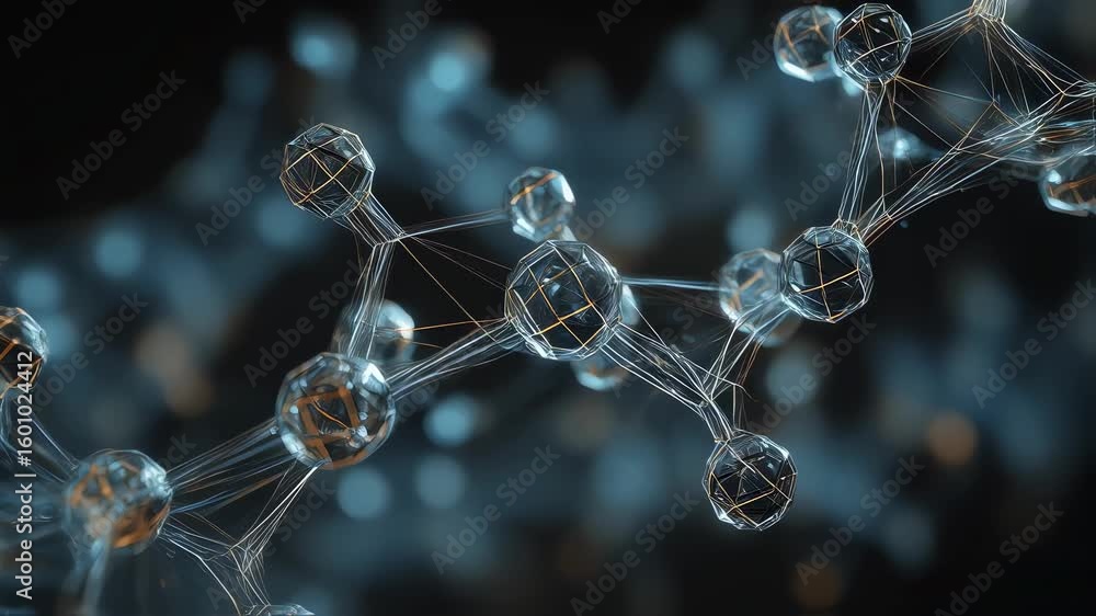Poster intricate network of interconnected atoms forming a complex molecular structure, symbolizing scienti