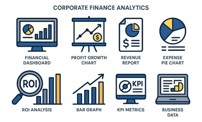 Comprehensive corporate finance analytics with charts and metrics visuals