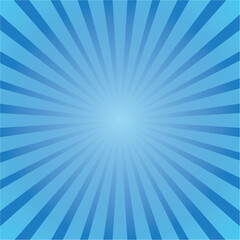 Blue Burst Background. Abstract Sun Rays Shine on Blank Blue Texture

