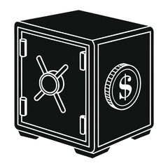Safe Deposit: A solid safe, a symbol of security and financial protection. With a clear depiction of coin with dollar sign represents wealth.