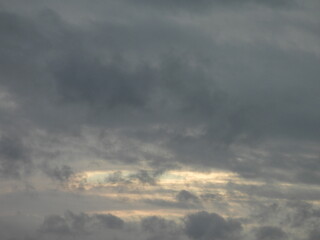 Colorful, evening, storm clouds at sunset, Kent County, Delaware. Natural cloudscape. Remnants of...