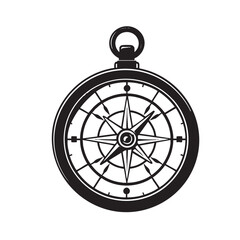 black and whit silhouette. flat desing, compass