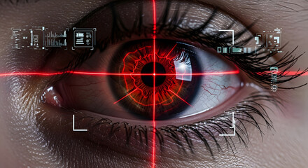 Eye scan technology futuristic vision biometric security iris recognition retina identification system