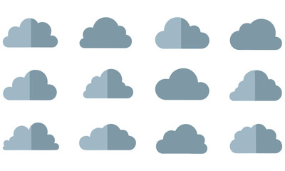 Collection of Cartoon Cloud Vector Illustrations for Weather and Sky Graphics
