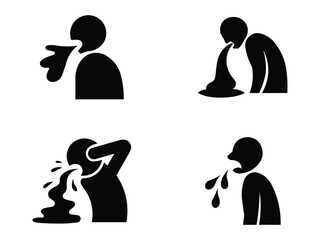 Simple Black and White Icons Depicting Common Sickness Symptoms