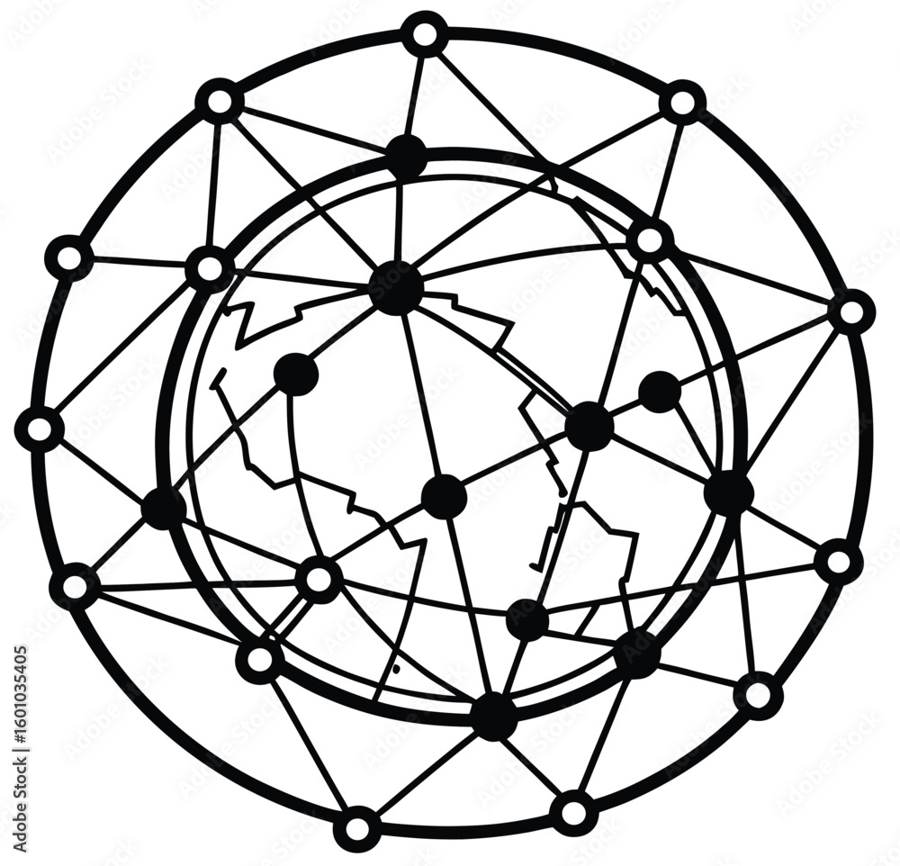 Poster abstract technology background with 3d sphere and geometric network design vector illustration