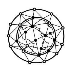 Abstract globe design with technology network and molecular structure illustration