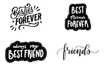 set of best friend forever labels isolated on transparent background