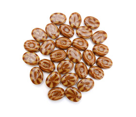 Caramel candies isolated on white background