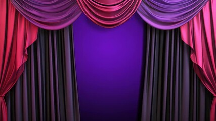 Elegant purple stage curtain video background for theater performances and events backdrop