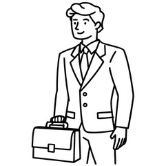 Cartoon illustration of a businessman with a briefcase, a funny character in a suit and tie, perfect for depicting a job or a working professional