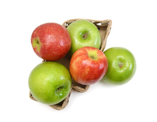 Stack Sweet apple in basket on white
