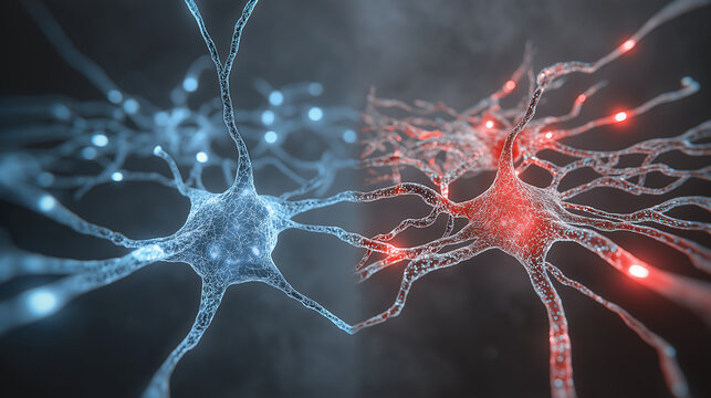 Conceptual Macro Photograph of Two Neurons in Close Proximity