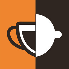 Split icon: one side coffee cup, other side tea cup.