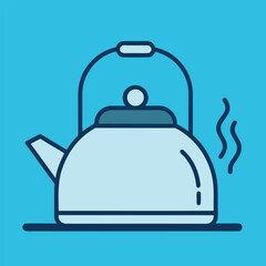 Tea kettle boiling on stove – simple line art.
