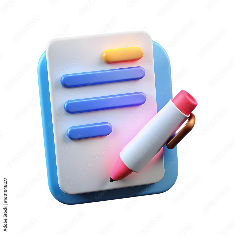 Poster 3d illustration of a to do list with a marker isolated on transparent background