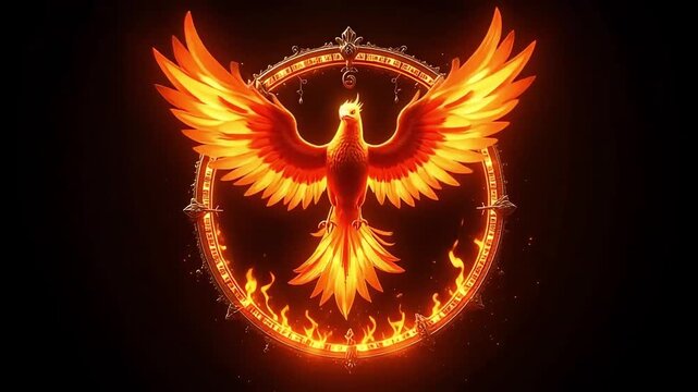 Phoenix bird fire animation wallpaper background loop video effect screensaver template design graphic art