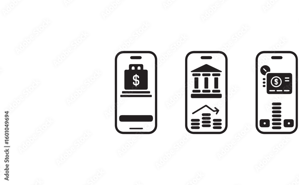 Poster a vector set of diverse mobile phone icons for digital communication and technology design