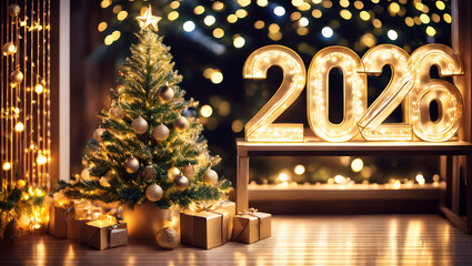 Christmas Decoration, New Year 2026 Background