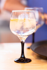 Gin and tonic cocktail. Selective focus